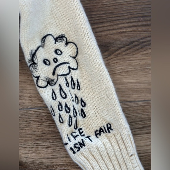 Zadig & Voltaire Cream Crochet Knit Merino Wool Open forever happy Hook Cardigan - Picture 3 of 9